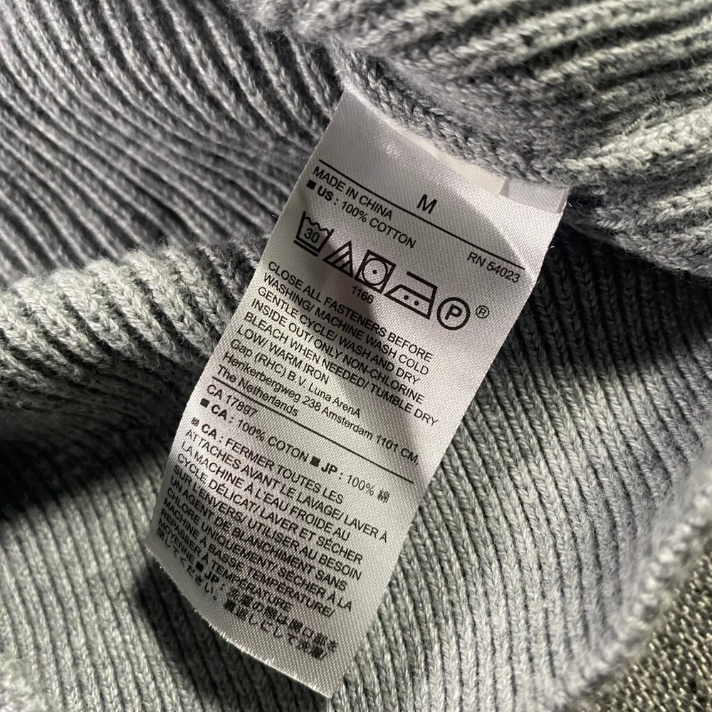 Banana Republic Mens Gray Ribbed Button‎ Waffle Knit Pullover Sweater Henley